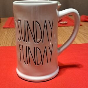 Rae Dunn White Ceramic Mug Sunday Funday Dining Essential